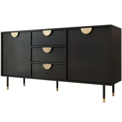Madia 150x78h cm 2 ante 3 cassetti moderna nero oro Oriana