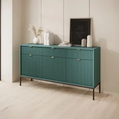 Madia 154x83h cm 3 ante 3 cassetti moderna verde Alisa