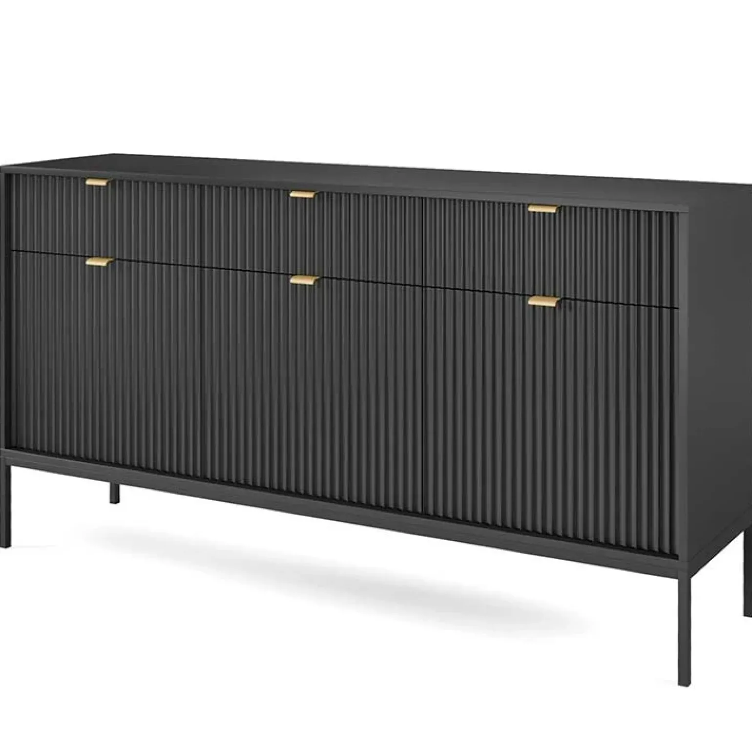 Madia 154x83h cm 3 ante 3 cassetti moderna nero Alisa