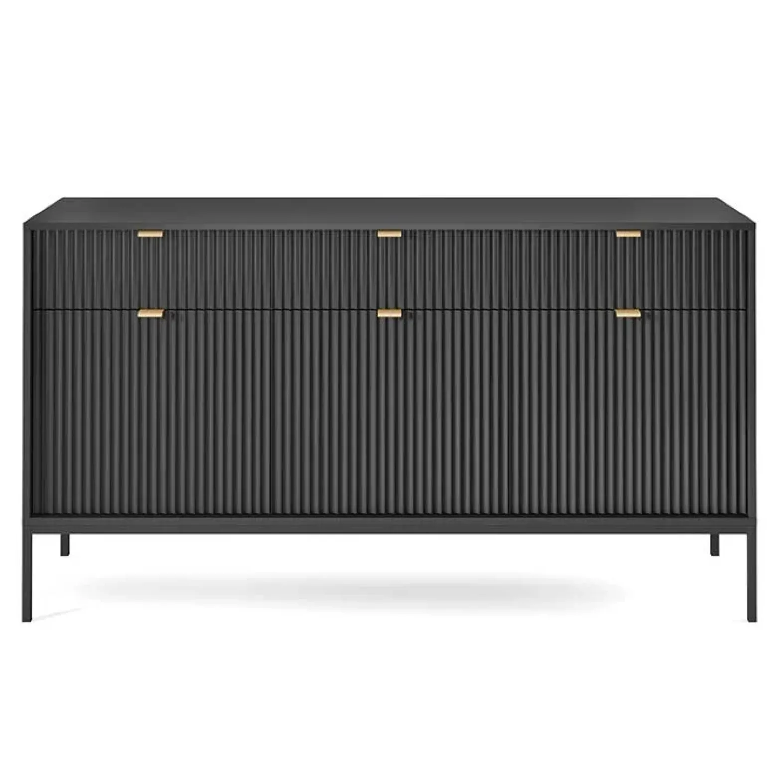 Madia 154x83h cm 3 ante 3 cassetti moderna nero Alisa