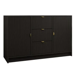 Madia 118x75h cm 2 ante 3 cassetti cannettato nero Athena