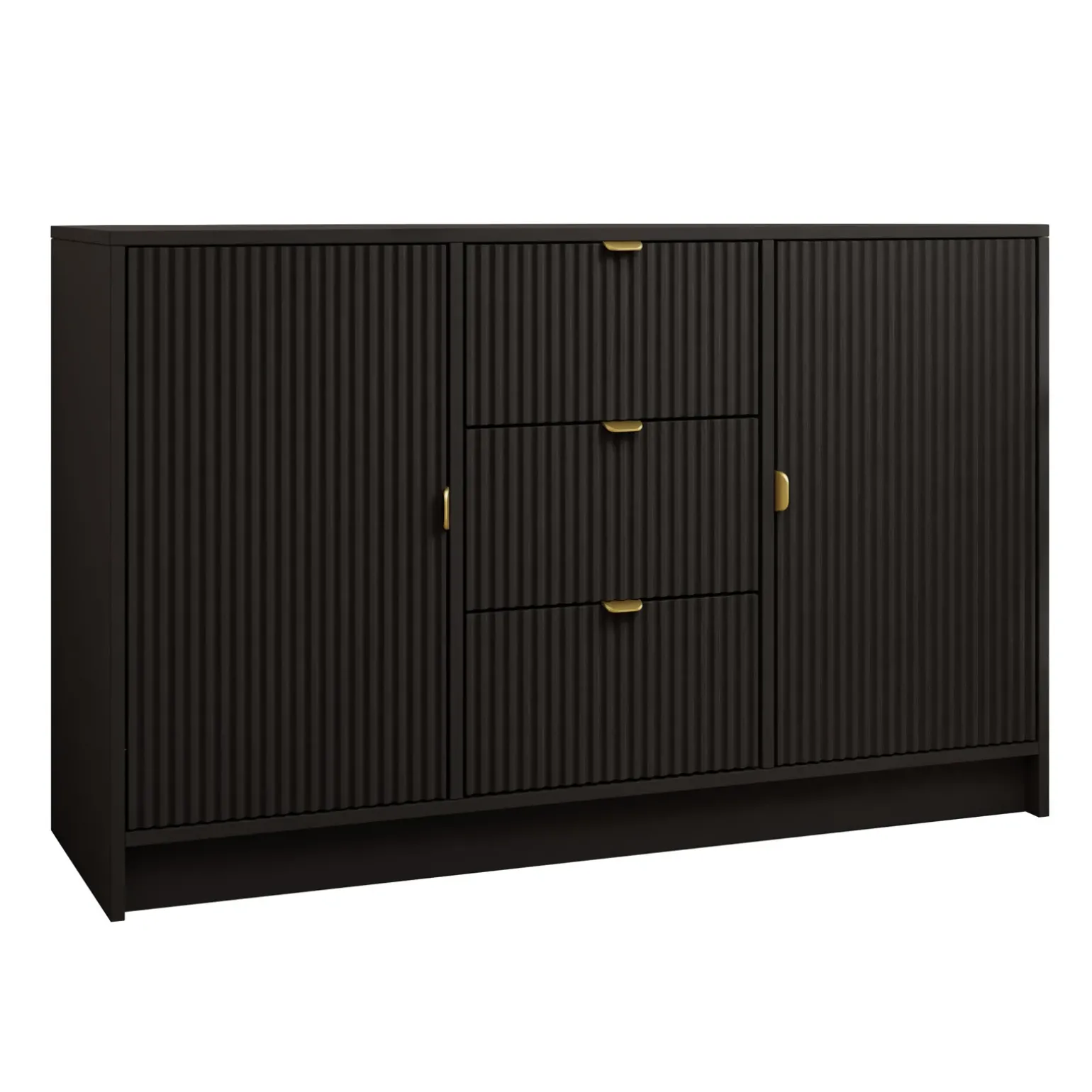 Madia 118x75h cm 2 ante 3 cassetti cannettato nero Athena