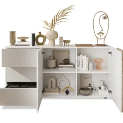 Madia 181x86h cm 2 ante 3 cassetti moderna bianco lucido rovere Universal