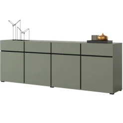 Madia 225x78h cm 4 ante 4 cassetti moderna verde nero Lolla