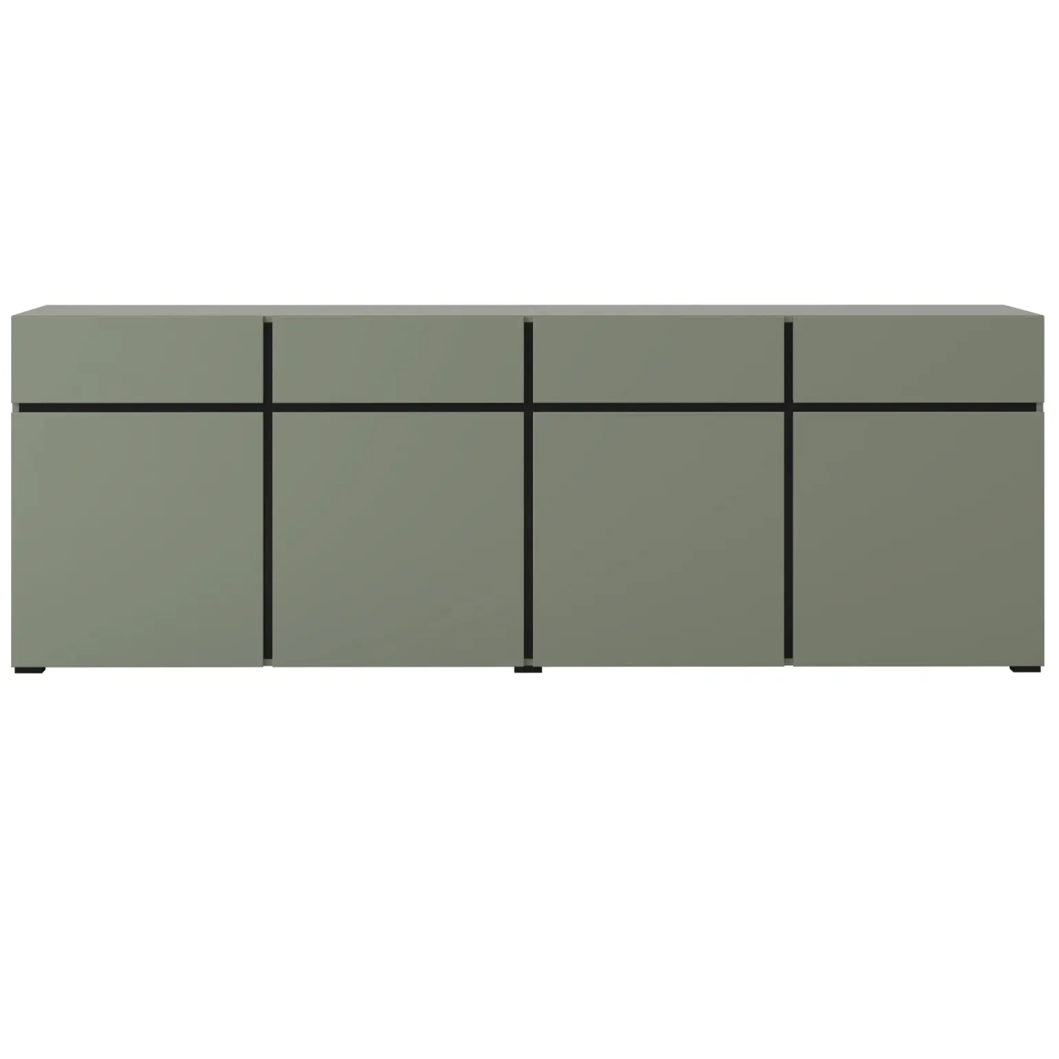 Madia 225x78h cm 4 ante 4 cassetti moderna verde nero Lolla