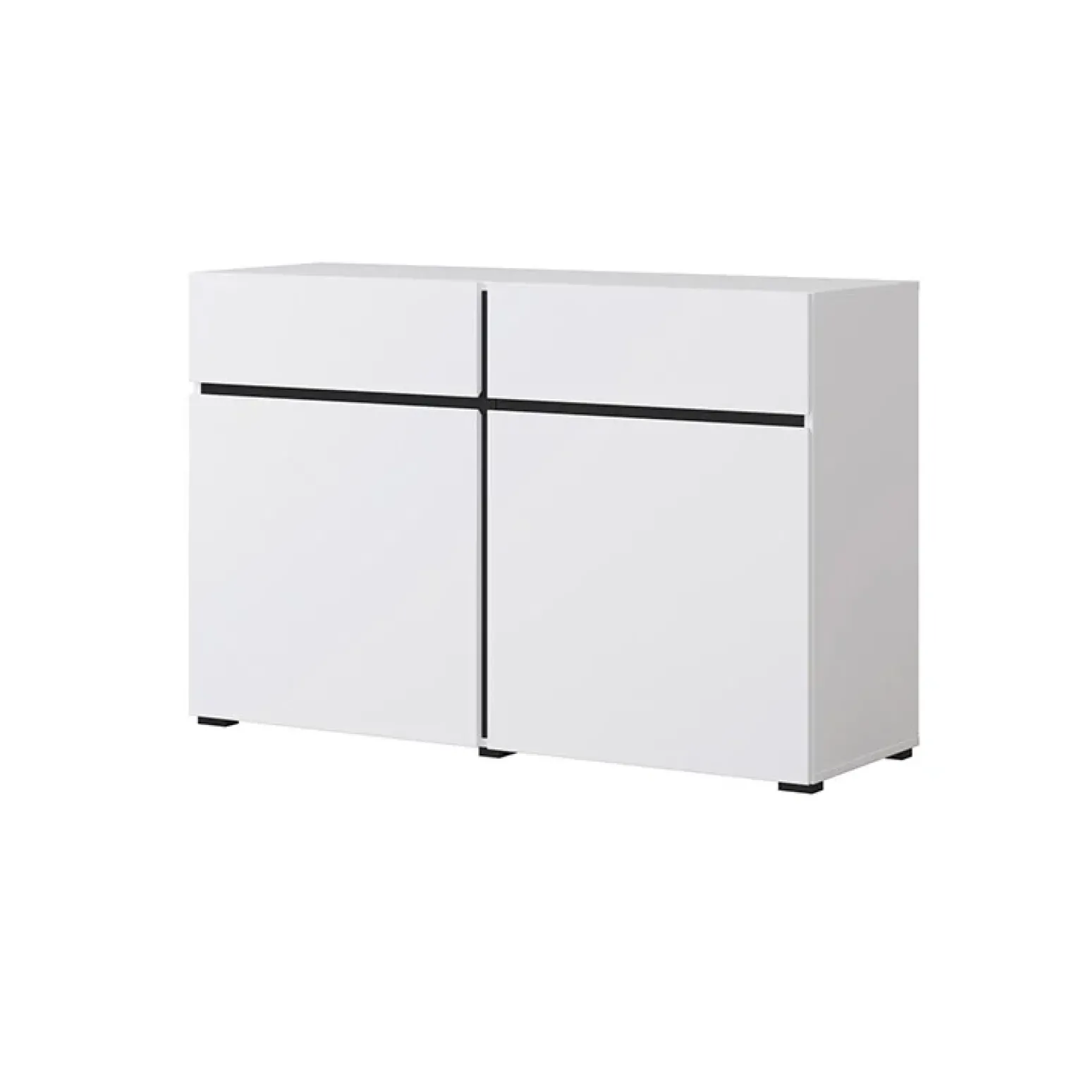 Madia 120x78h cm 2 ante 2 cassetti moderna bianco opaco nero Lolla