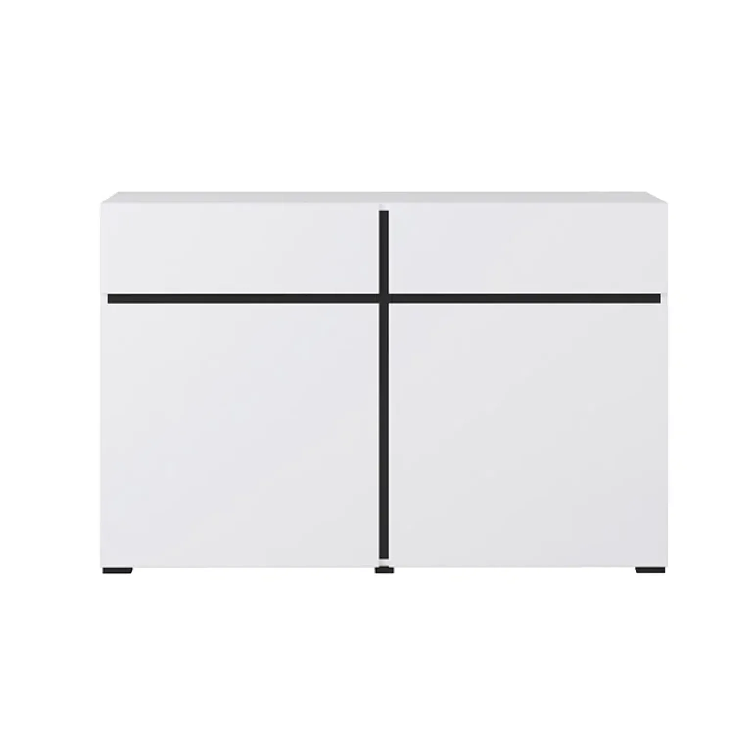 Madia 120x78h cm 2 ante 2 cassetti moderna bianco opaco nero Lolla