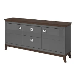Madia 180x92h cm 2 ante 2 cassetti  design moderno antracite lucido rovere scuro Umag