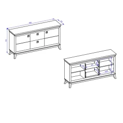 Madia 180x92h cm 2 ante 2 cassetti design moderno antracite lucido rovere scuro Umag