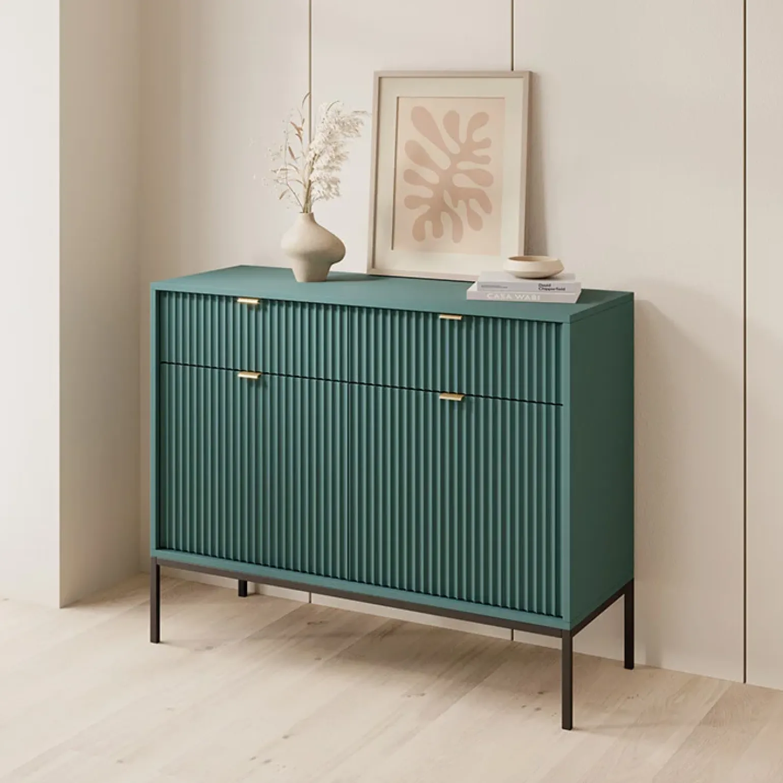 Madia 104x83h cm 2 ante 2 cassetti moderna design verde Alisa
