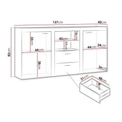 Madia 157x82h cm 2 ante 2 cassetti moderna bianco Haarlem
