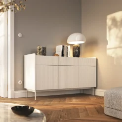 Madia 153x82h cm 3 ante 3 cassetti  beige cannettato rovere Fioca