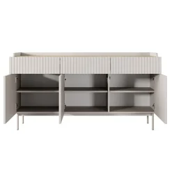 Madia 153x82h cm 3 ante 3 cassetti beige cannettato rovere Fioca