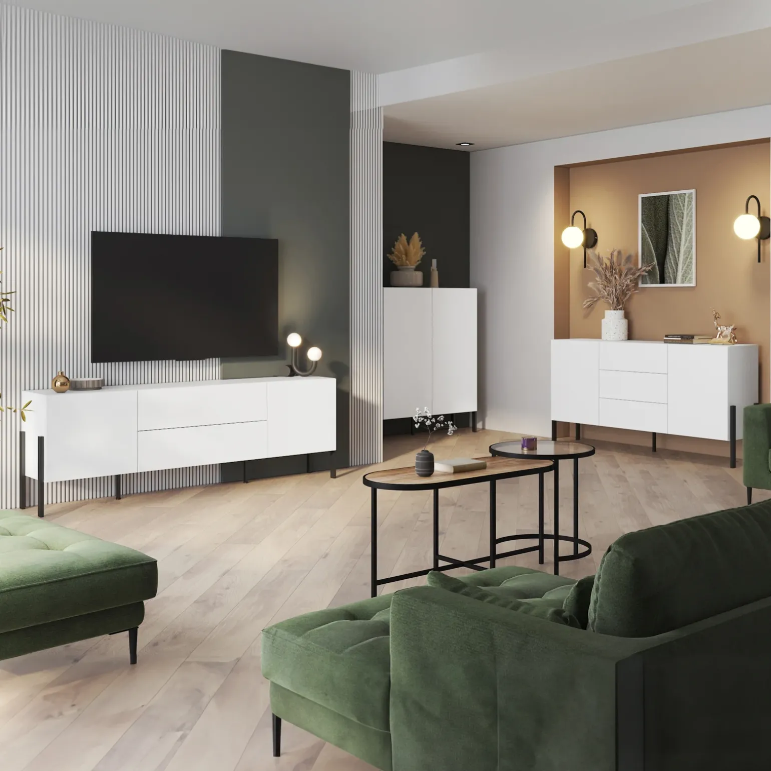 Madia 150x90h cm 2 ante 3 cassetti moderna bianco Simple