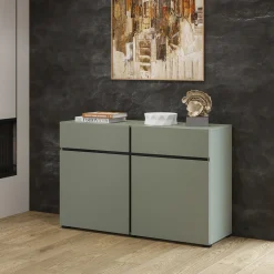 Madia 120x78h cm 2 ante 2 cassetti moderna verde nero Lolla