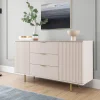 Madia 150x80h cm 2 ante 3 cassetti cannettato moderna beige Vanessa
