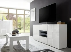 Madia 181x84h cm 2 ante 2 cassetti moderna bianco lucido Obsession