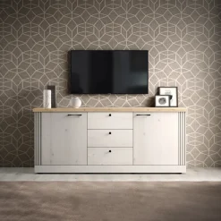 Madia 211x88h cm 2 ante 3 cassetti rovere bianco frassinato Armonia