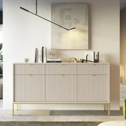Madia 154x83h cm 3 ante 3 cassetti moderna beige Alisa