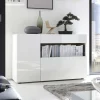 Madia 130x82h cm 2 ante 1 cassetto moderna bianco lucido Steppi