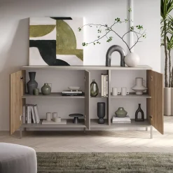 Madia 160x86h cm 3 ante 2 vani rovere chiaro beige Tony