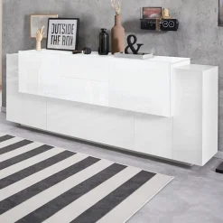 Madia 220x86h cm 2 ante bianco laccato Alabastro