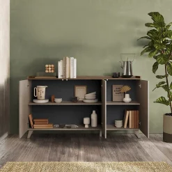 Madia 181x99h cm 3 ante bronzo rovere scuro Jonson