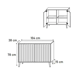 Madia 104x78h cm 2 ante cannettate moderna bianco Celestia