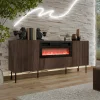 Madia 181x81h cm 3 ante  con caminetto noce cannettato Gabiot