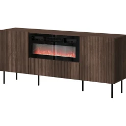 Madia 181x81h cm 3 ante con caminetto noce cannettato Gabiot