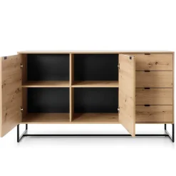 Madia 153x89h cm 2 ante con cassetti moderna soggiorno noce Erin