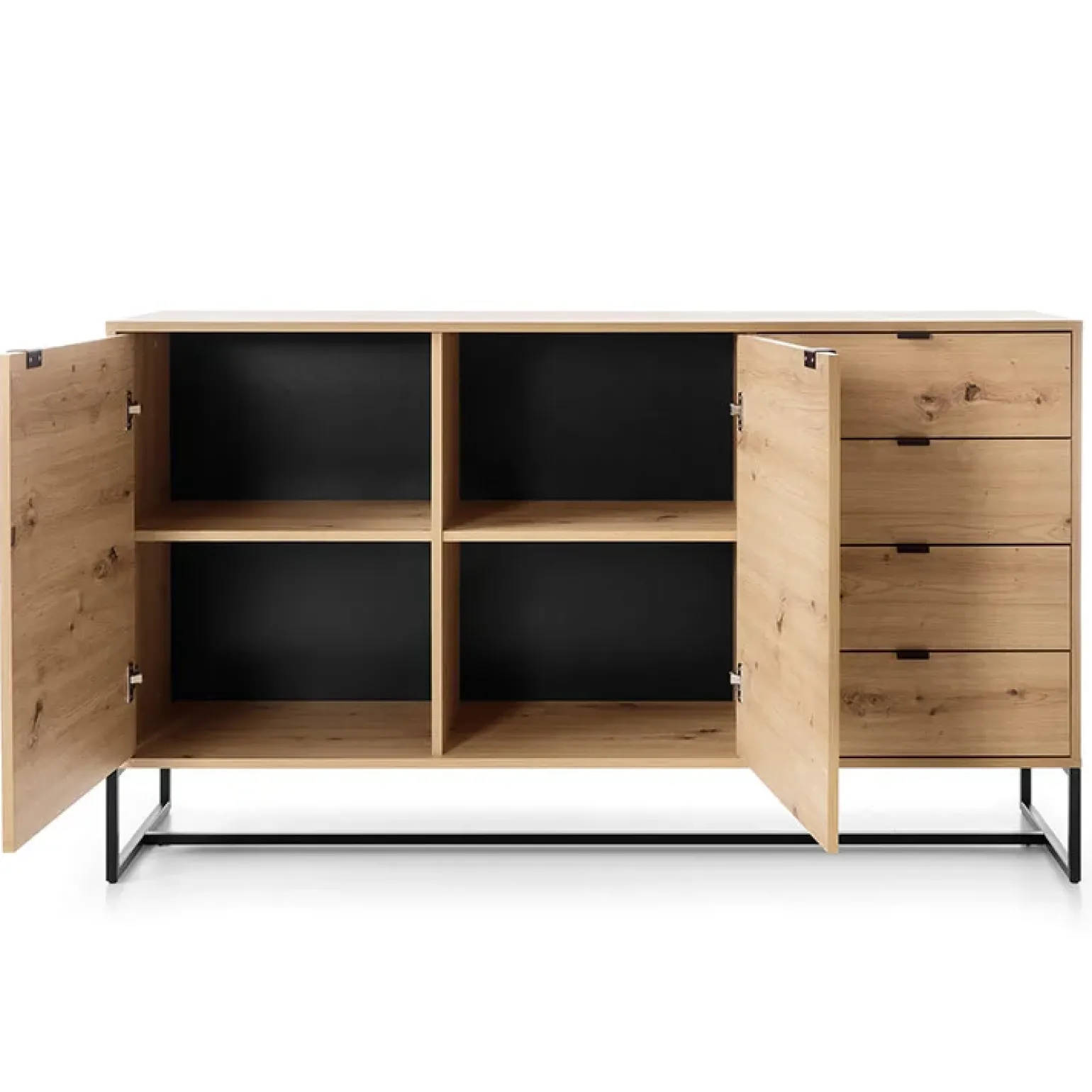 Madia 153x89h cm 2 ante con cassetti moderna soggiorno noce Erin