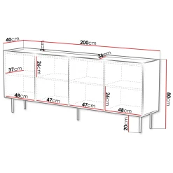 Madia 200x80h cm 4 ante con frontali decorati bianco Daniele