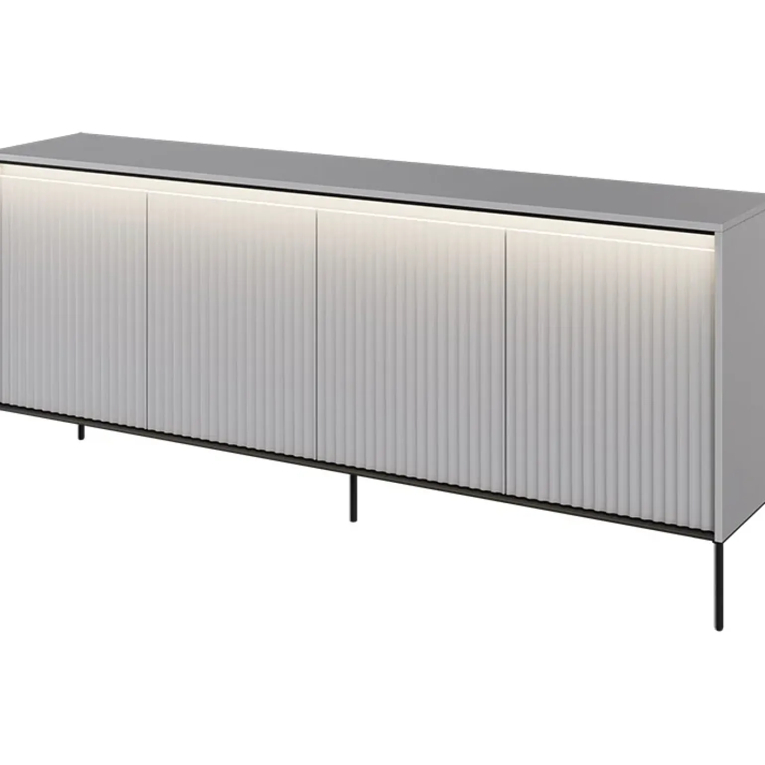 Madia 193x83h cm 4 ante con led cannettato grigio nero Camelia