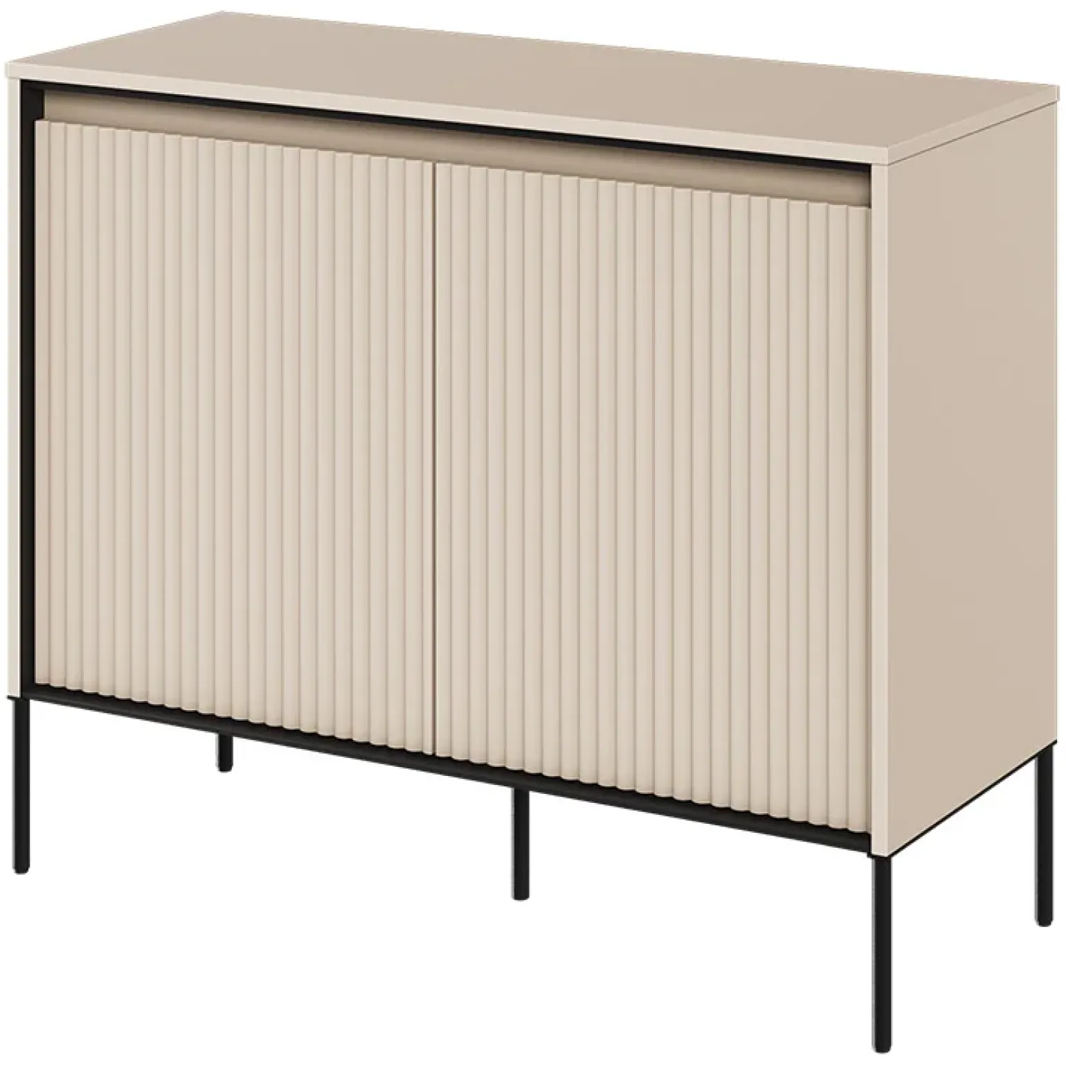 Madia 98x83h cm 2 ante con led cannettato beige nero Camelia