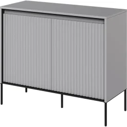 Madia 98x83h cm 2 ante con led cannettato grigio nero Camelia
