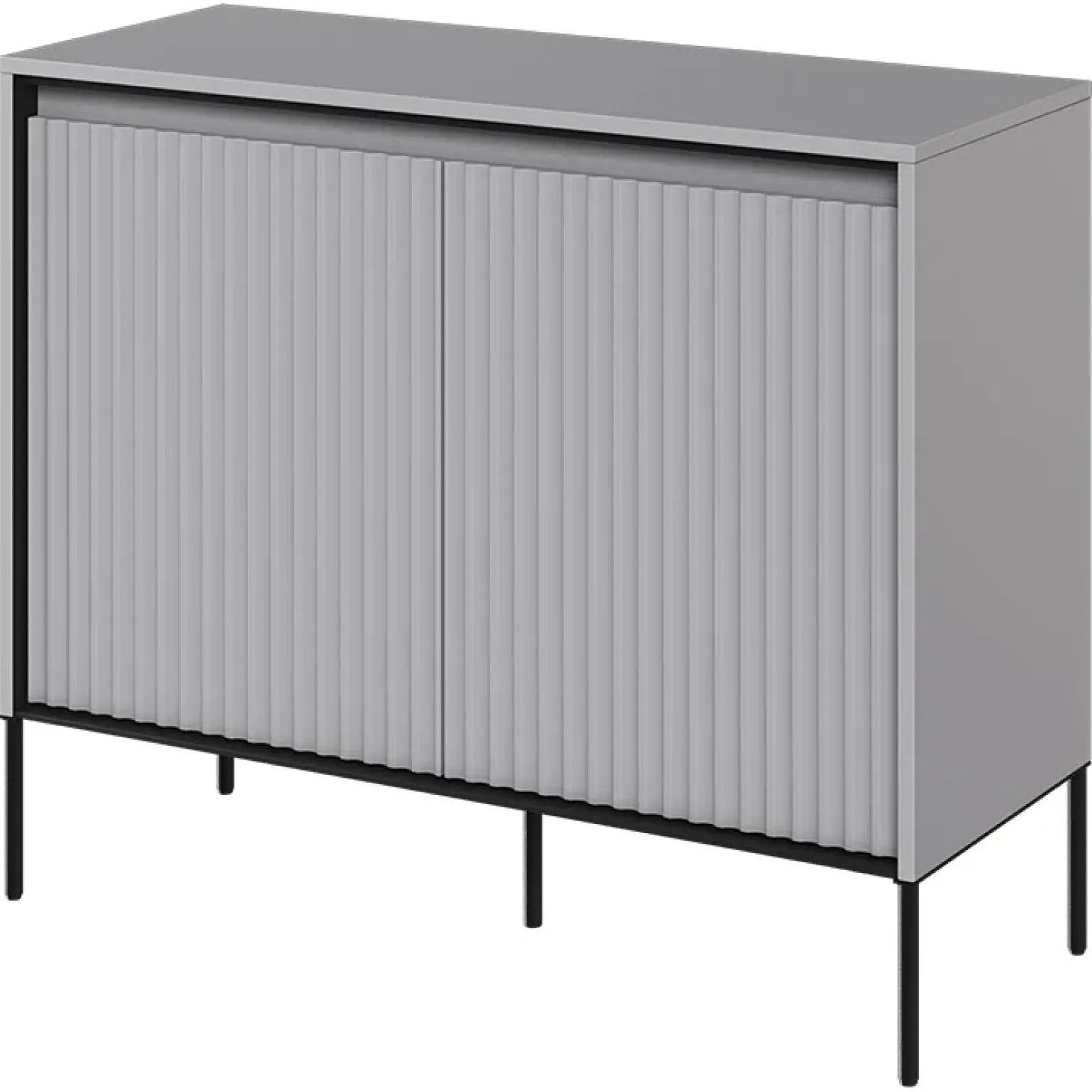 Madia 98x83h cm 2 ante con led cannettato grigio nero Camelia