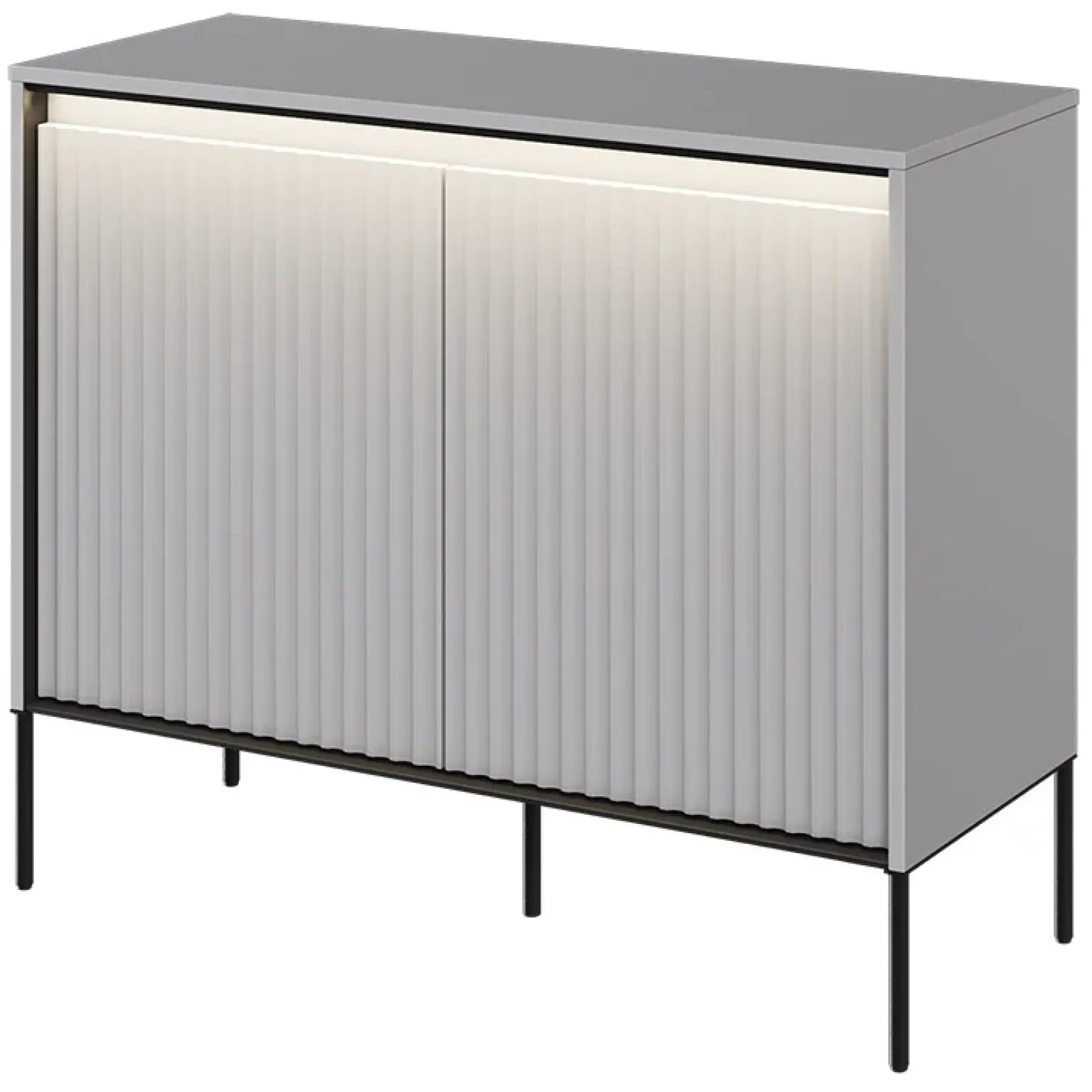 Madia 98x83h cm 2 ante con led cannettato grigio nero Camelia