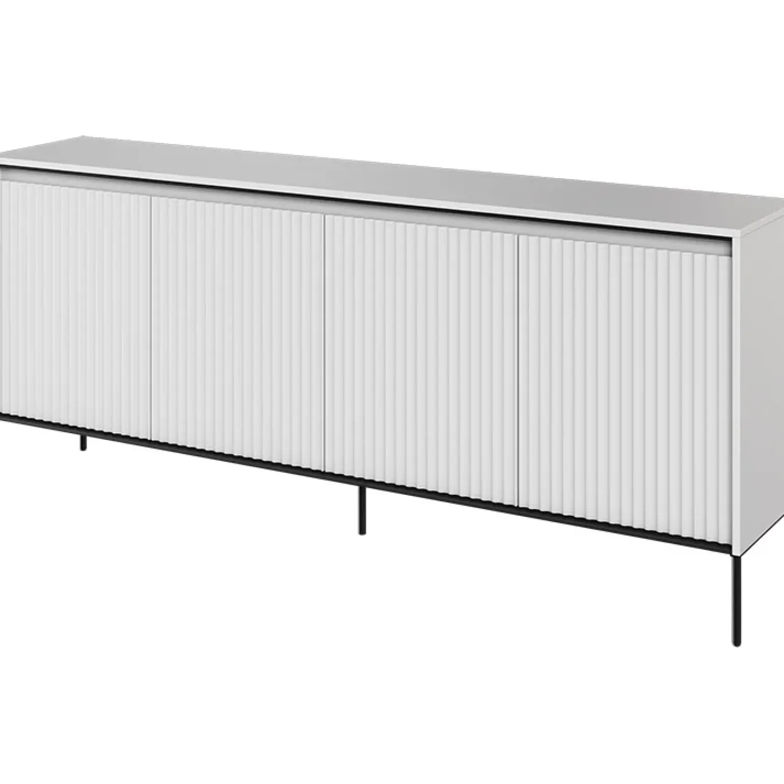 Madia 193x83h cm 4 ante con led cannettato bianco opaco nero Camelia