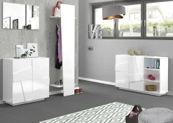 Madia 120x86h cm 2 ante e vani a giorno moderna bianco lucido Zenzero