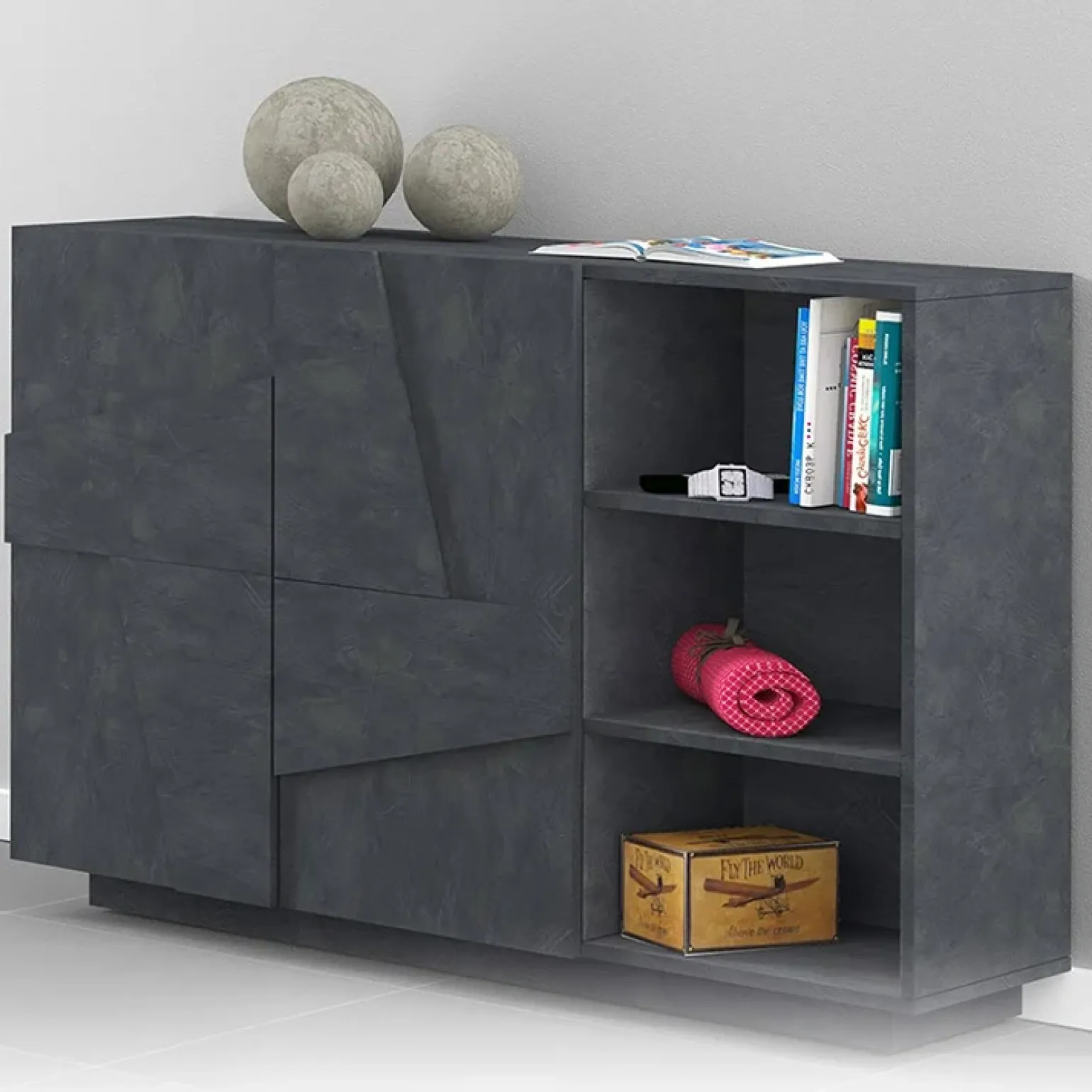 Madia 120x86h cm 2 ante e vani a giorno moderna ossido Zenzero