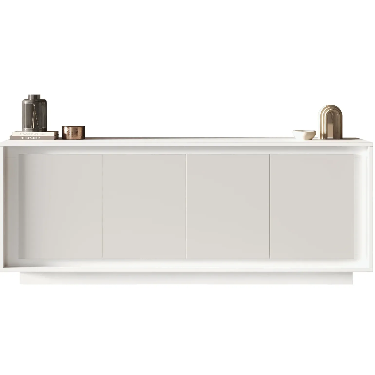 Madia 207x80h cm 4 ante moderna bianco opaco Deluxe