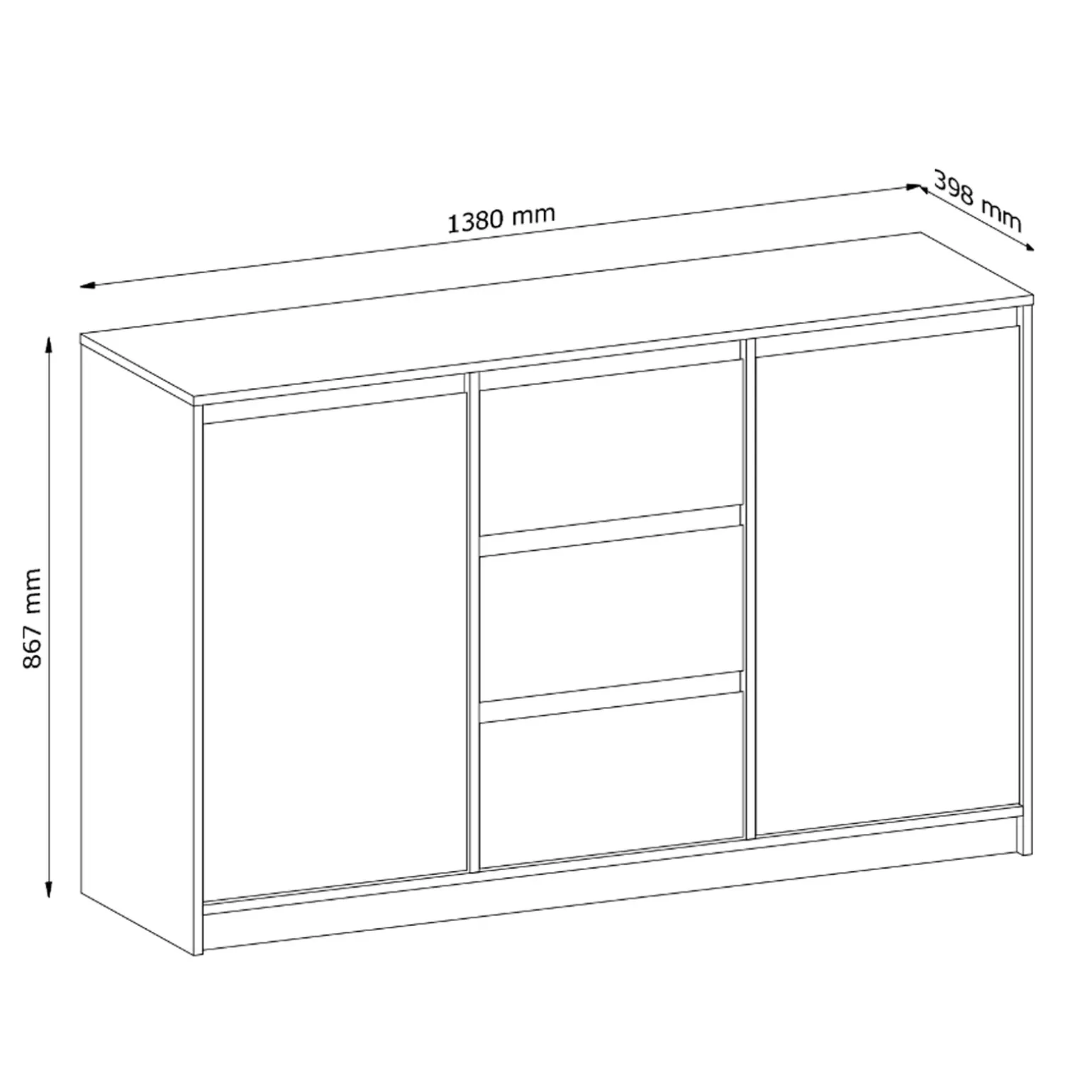 Madia 138x87h cm 2 ante moderna rovere Funny