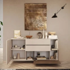 Madia 181x94h cm 2 ante moderna beige rovere scuro Witty