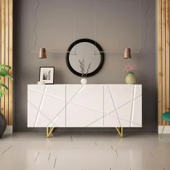 Madia 160x76h cm 3 ante moderna bianco lucido Kalmar