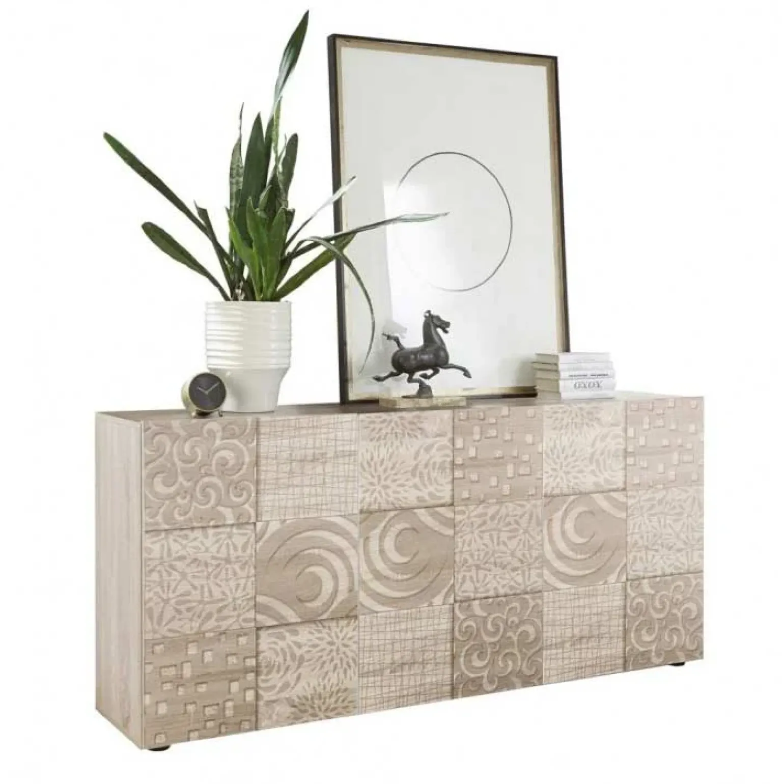 Madia 181x84h cm 3 ante moderna rovere samoa con serigrafia Paradise