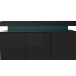 Madia 160x83h cm 3 ante moderna con led nero Lumus
