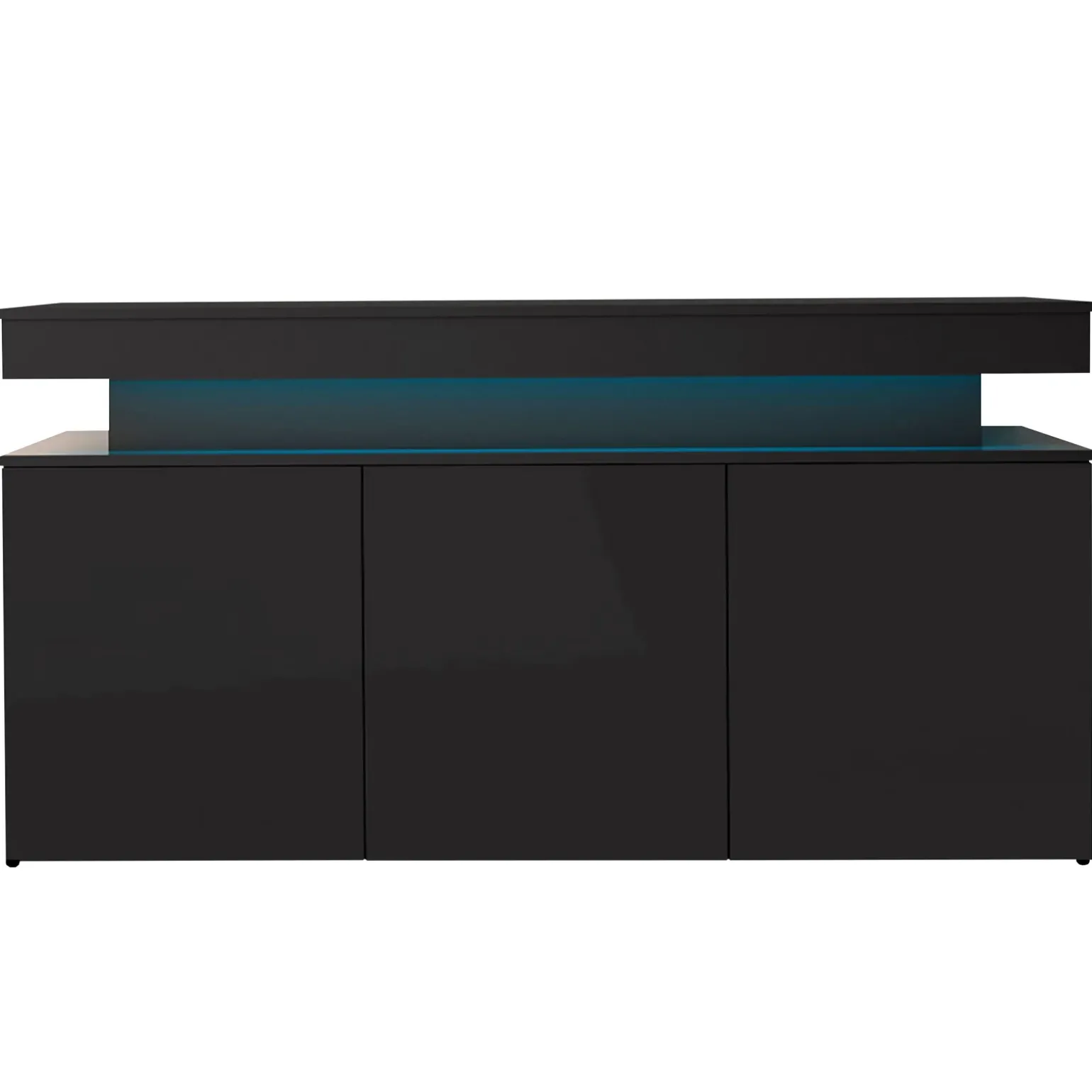 Madia 160x83h cm 3 ante moderna con led nero Lumus