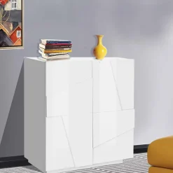Madia 81x86h cm 2 ante moderna bianco lucido Zenzero Gihome®