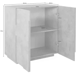 Madia 81x86h cm 2 ante moderna bianco lucido Zenzero Gihome®